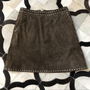All Saints brown suede studded skirt, 6